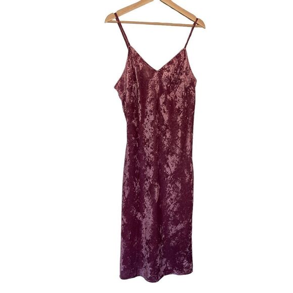 Lucky Brand Pink Crushed Velvet Slip Party Midi Dress Size Large - Picture 4 of 16